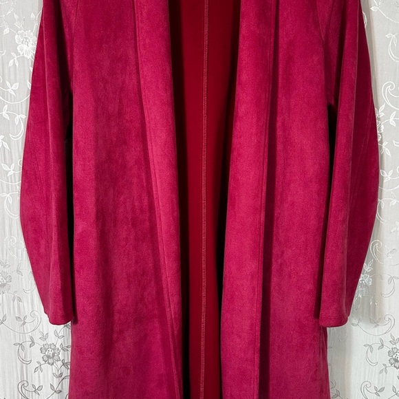 THML Faux Suede Open Front Fuchsia Coat Size Small - Picture 3 of 9